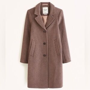 Abercrombie & Fitch Houndstooth Wool Blend Coat